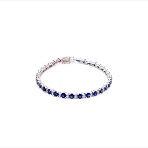 18K White Gold Sapphire And Diamond tennis Bracelet (6.68ctw)