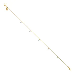 18K Yellow Gold Prong Colored Diamond Chain Fixed & Flexible Bracelet For Her