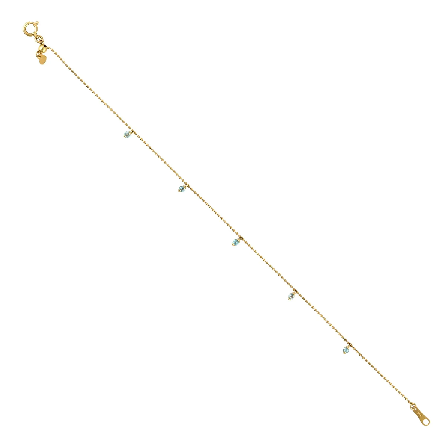 18K Yellow Gold Prong Colored Diamond Chain Fixed & Flexible Bracelet For Her