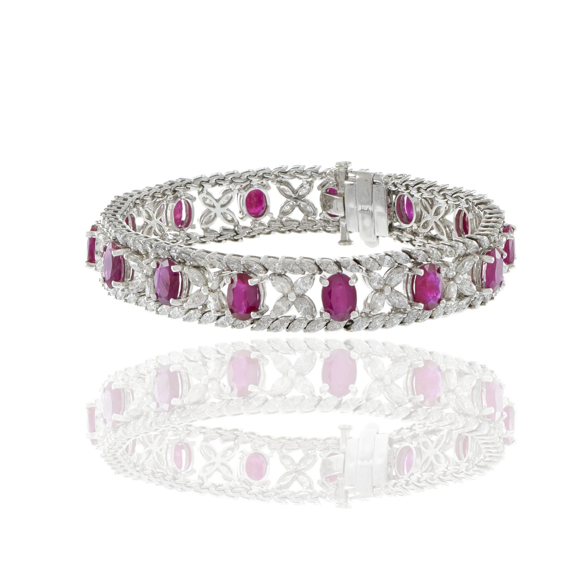 18kt White Gold, Diamond and Ruby Bracelet