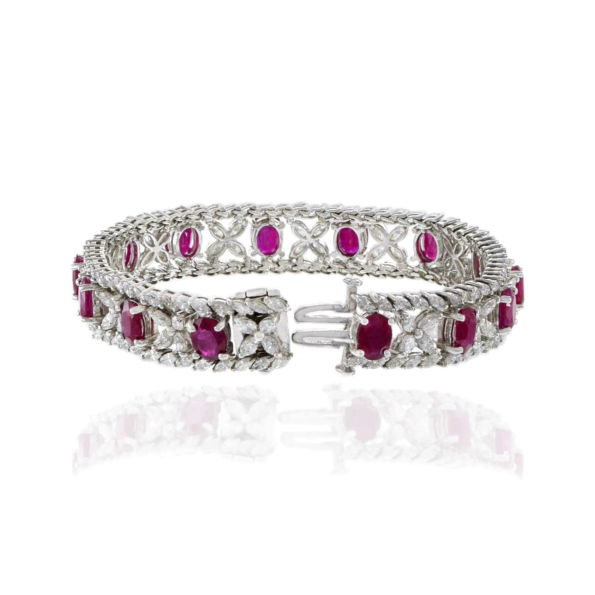 18kt White Gold, Diamond and Ruby Bracelet