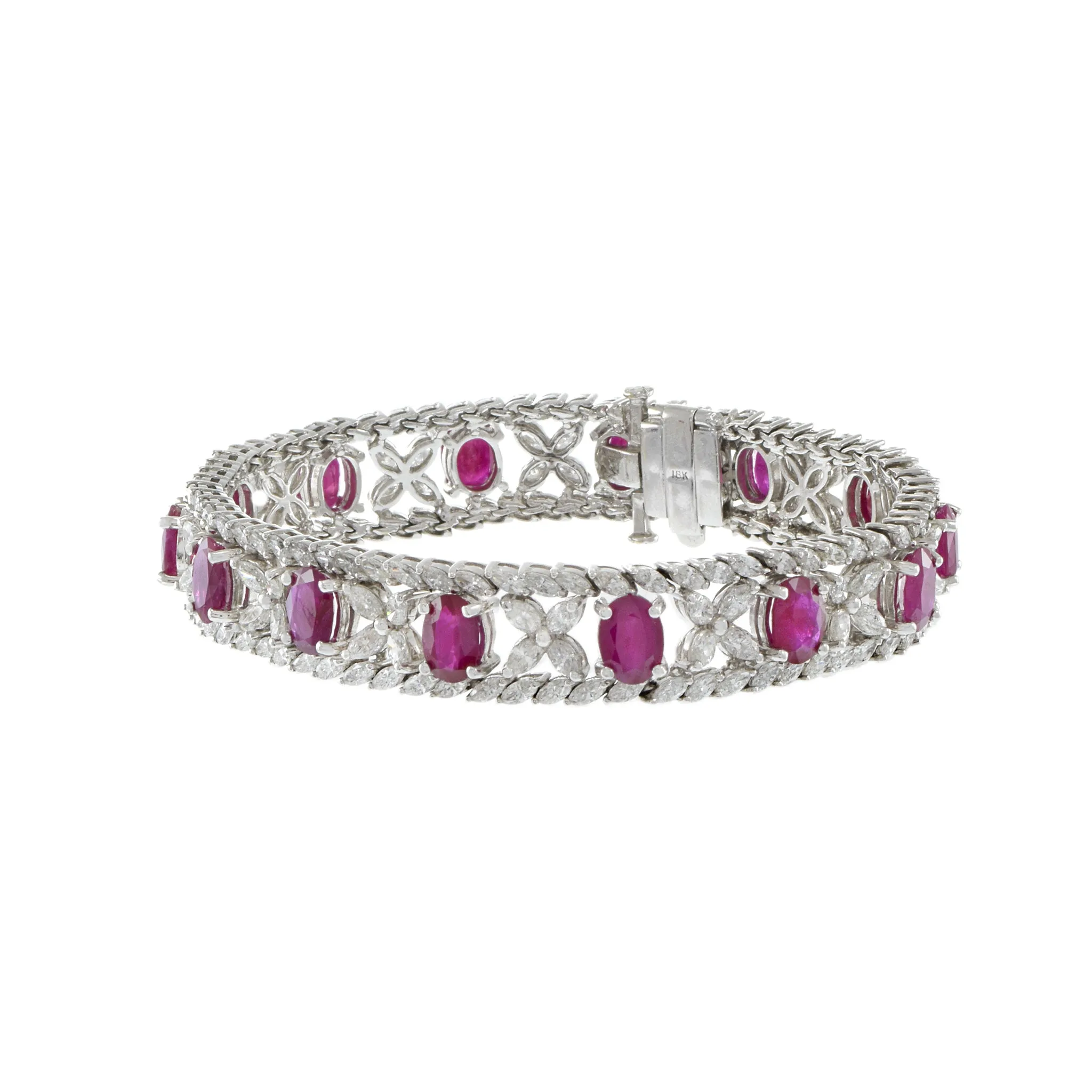 18kt White Gold, Diamond and Ruby Bracelet