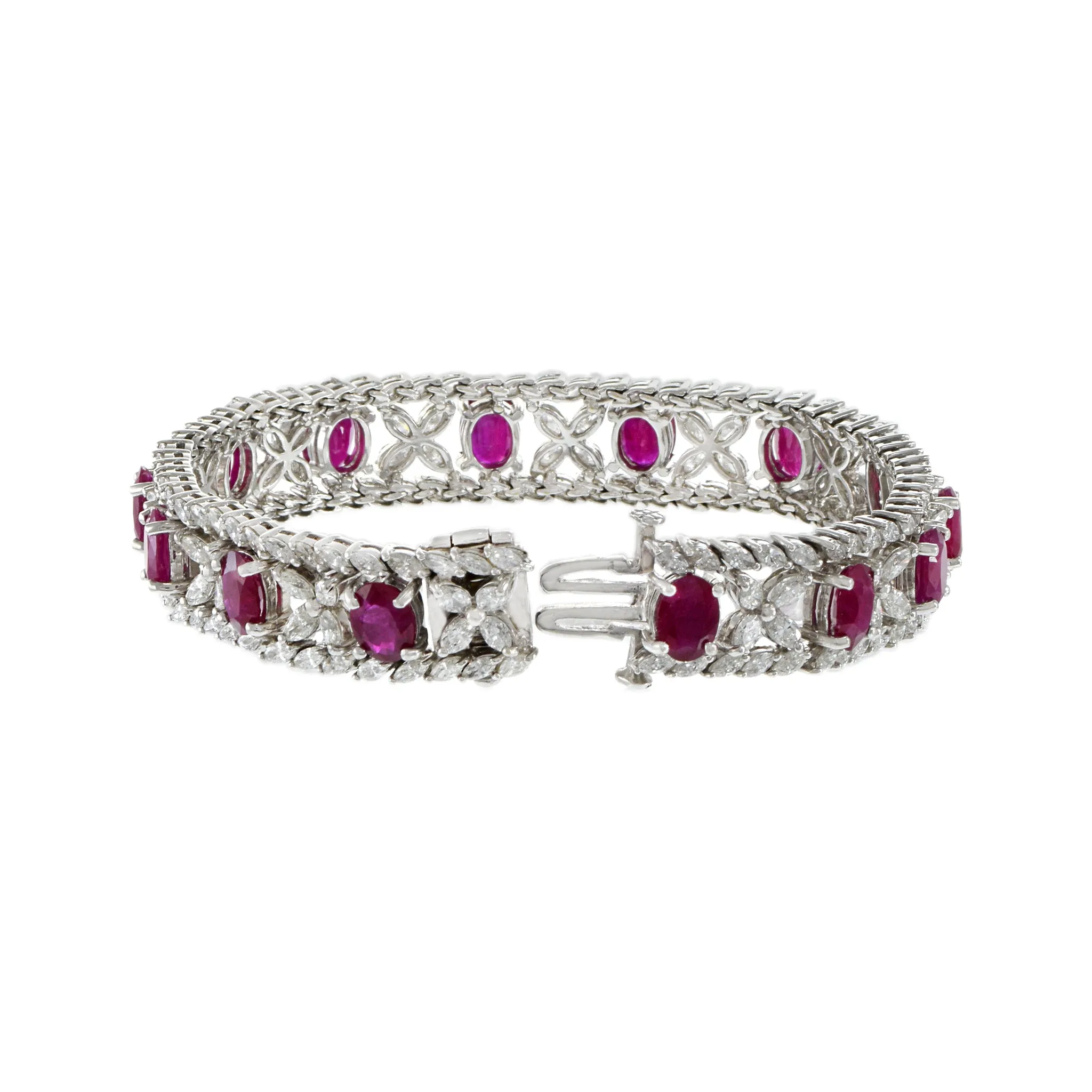 18kt White Gold, Diamond and Ruby Bracelet