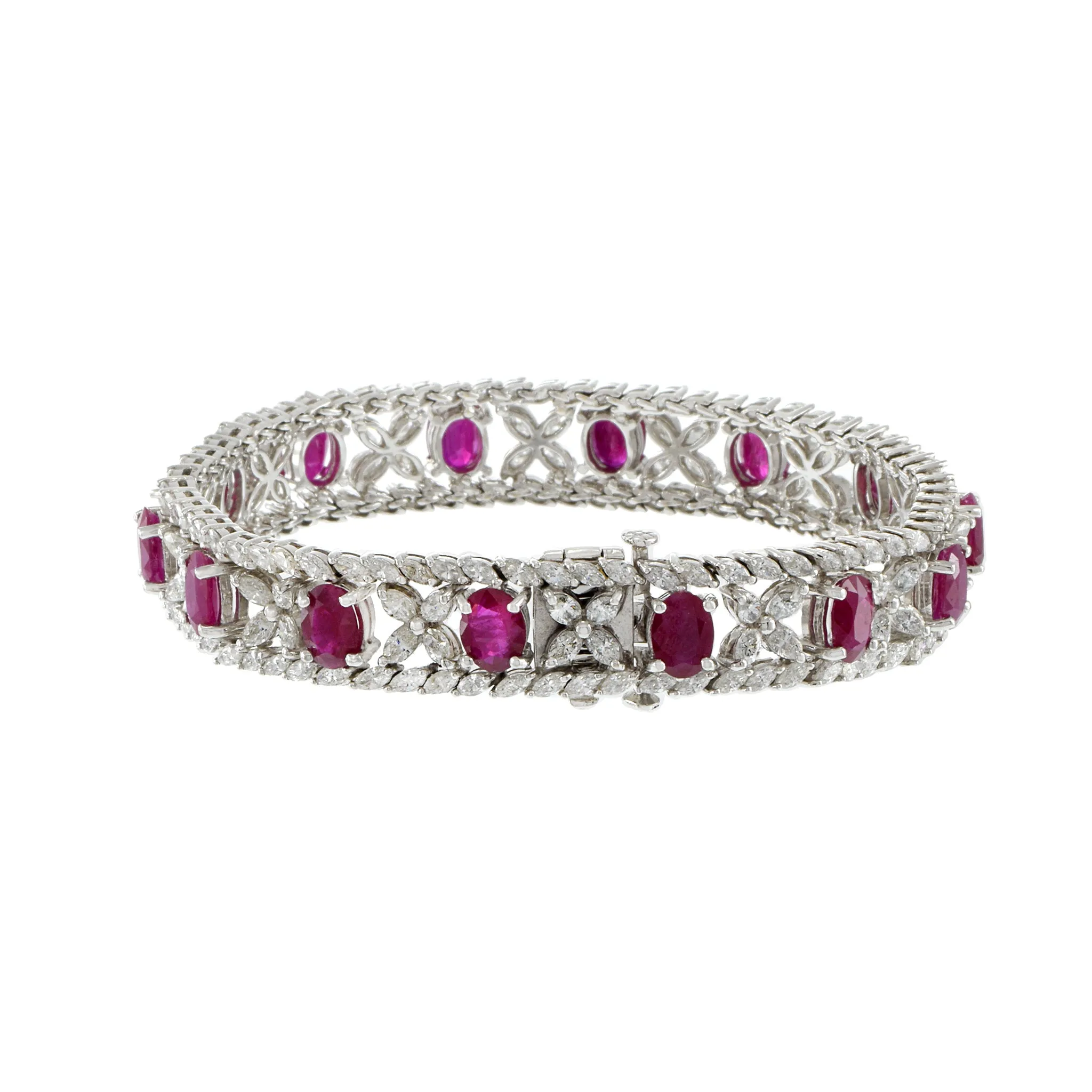 18kt White Gold, Diamond and Ruby Bracelet