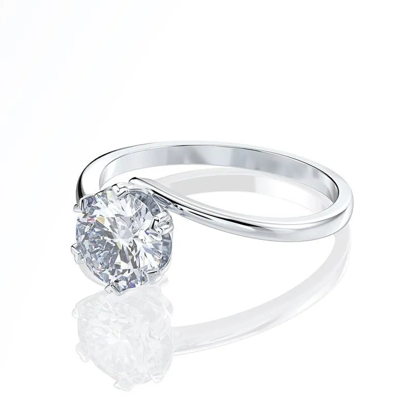 1CT Round Diamond Ring, white gold Moissanite Engagement Ring, wedding Art Deco Ring, stacking anniversary gift For women