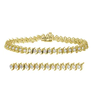 2.25 cttw S Link Diamond Tennis Bracelets in 10K Yellow Gold