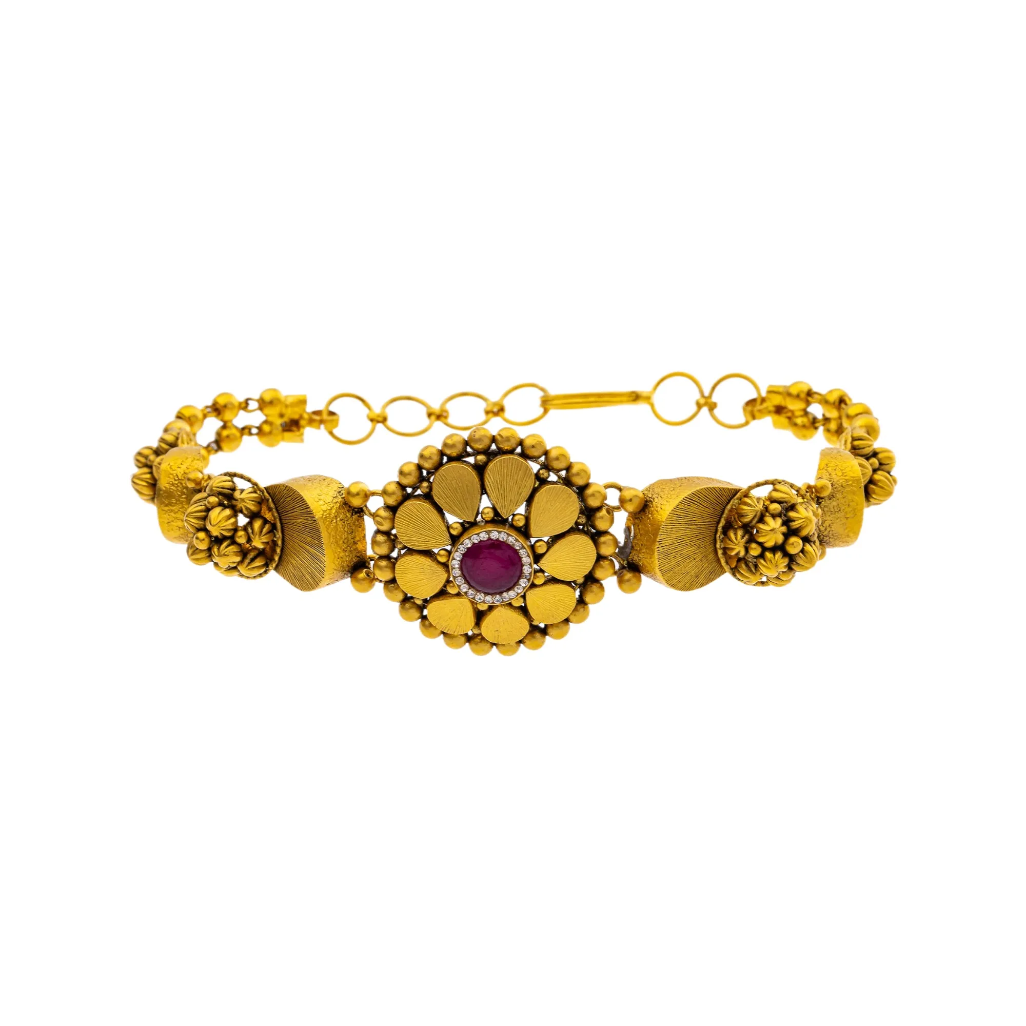 22K Yellow Gold, Ruby and CZ Bracelet (20.2gm)