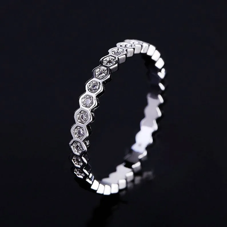 2mm Moissanite Wedding Band/ White Gold Eternity Band/ Sapphire Wedding Anniversary Band/ Bridal Matching Gift For Anniversary Gift jewelry