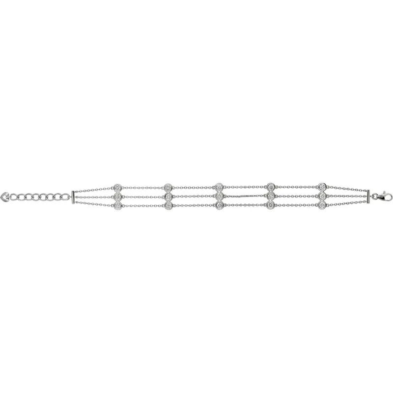 3 ROWS DIAMOND BRACELET 14K GOLD (2 CTW)