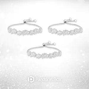 3 Sets of Baguette Crystal Adjustable Bracelets
