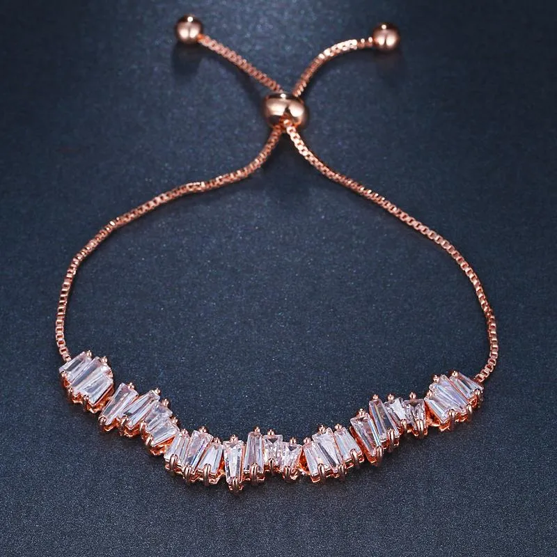 3 Sets of Baguette Crystal Adjustable Bracelets