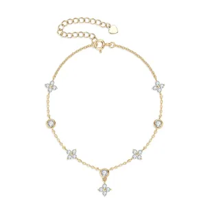 3mm Diamond Four-leaf Flower Adjustable Bracelet