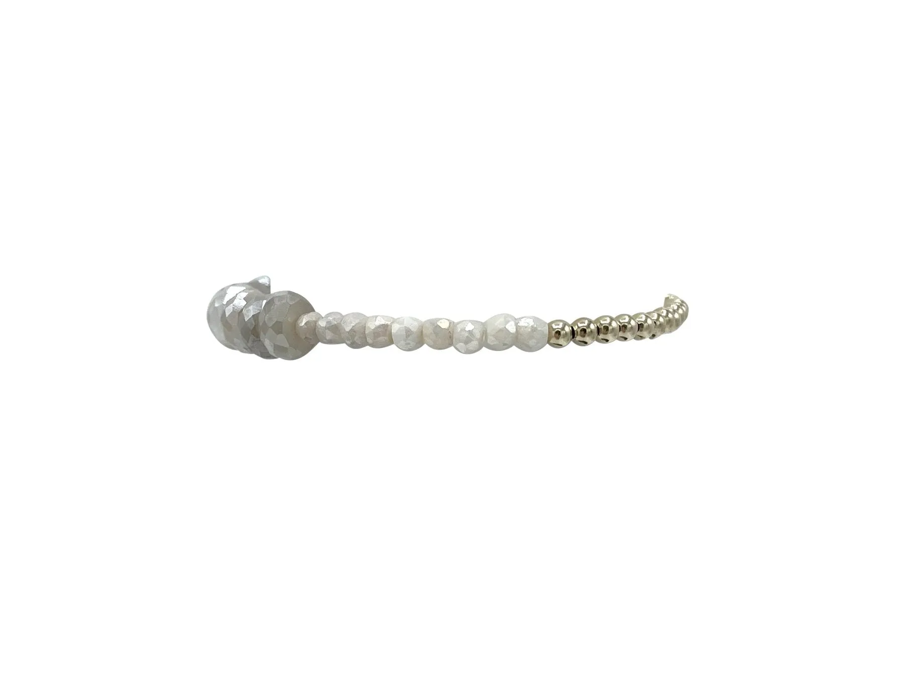 3mm Yellow Gold Filled Bracelet with Milky Agate and Champagne Moonstone Mix