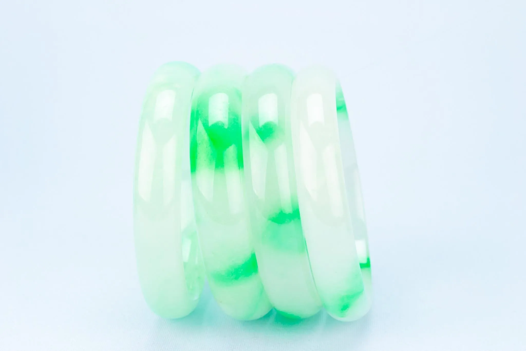4 Apple Green Jade Bangles