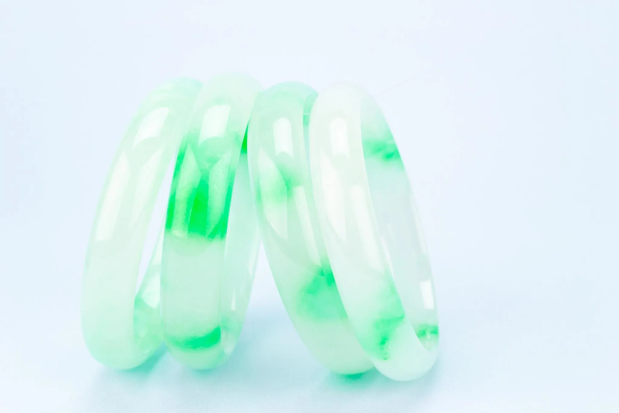 4 Apple Green Jade Bangles
