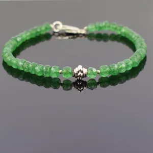 5 mm Emerald Gemstone Bracelet with Silver Finding, 100% Certified