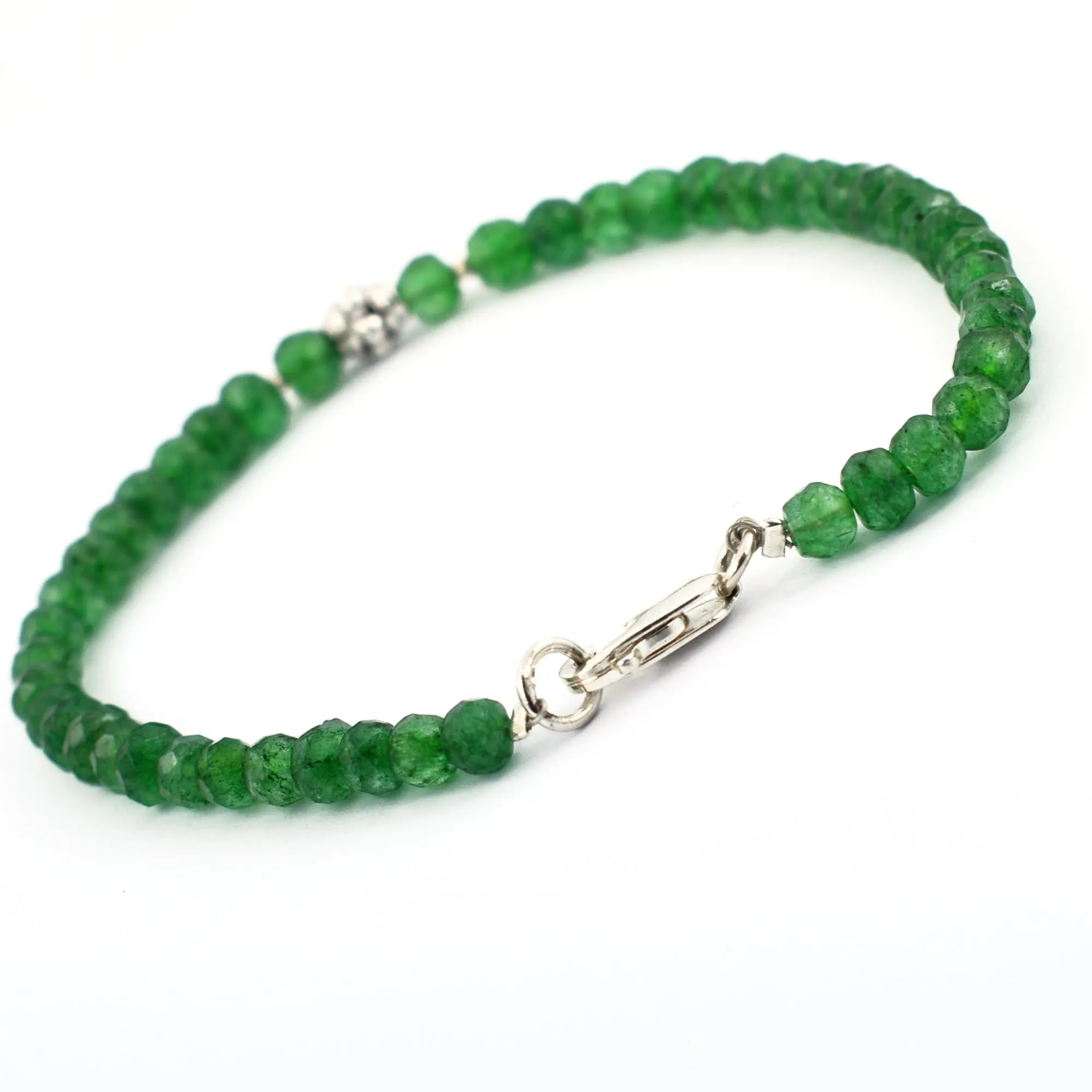 5 mm Emerald Gemstone Bracelet with Silver Finding, 100% Certified
