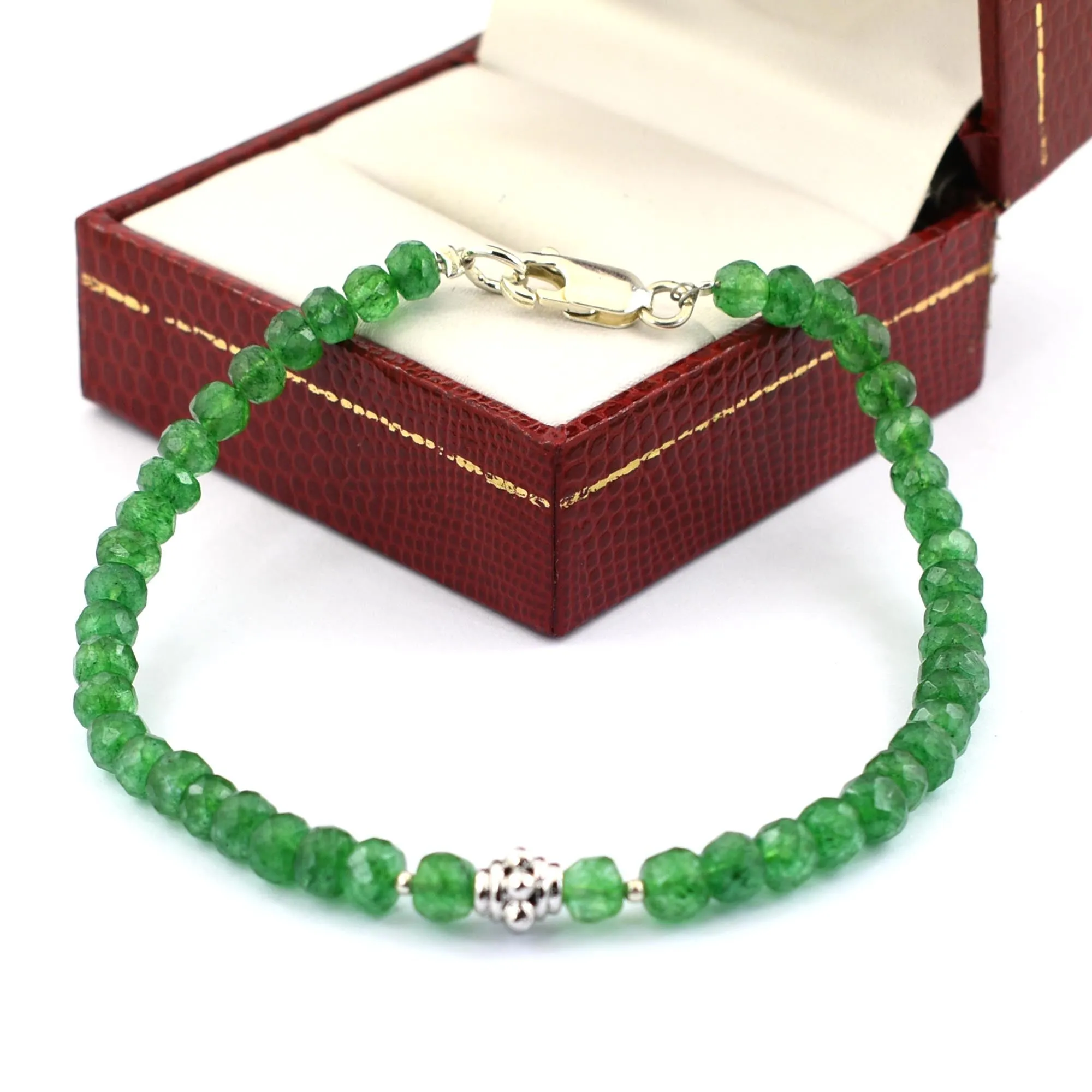 5 mm Emerald Gemstone Bracelet with Silver Finding, 100% Certified