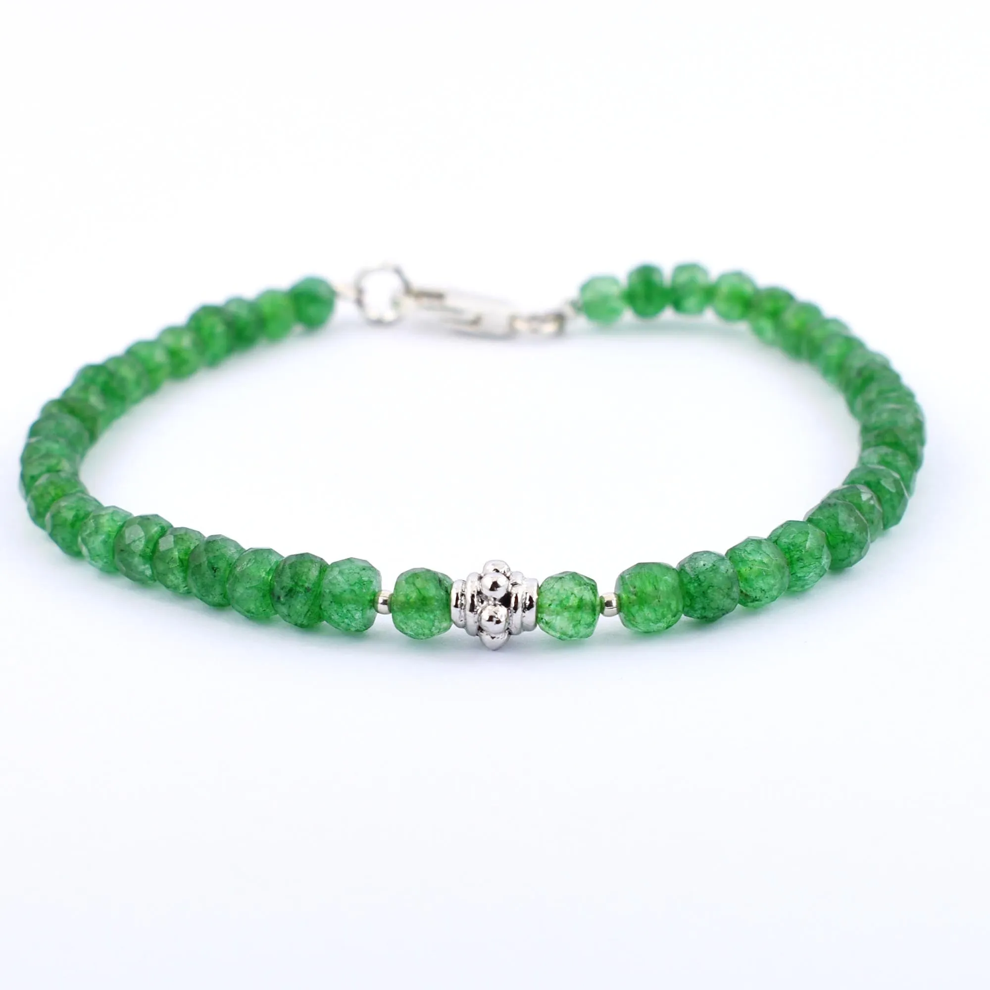 5 mm Emerald Gemstone Bracelet with Silver Finding, 100% Certified