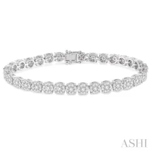 5.00 ctw Round Cut Diamond Lovebright Tennis Bracelet in 14K White Gold
