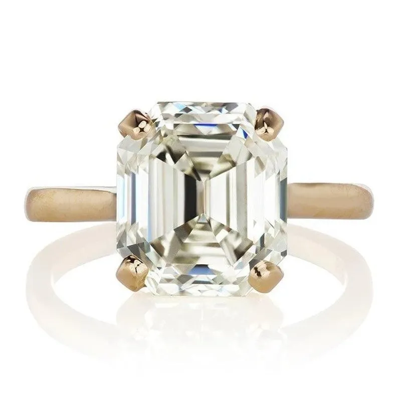 5.86CT Stunning Asscher Cut Moissanite 14K Gold engagement ring vintage Diamond wedding Bridal Promise gift for women jewelry
