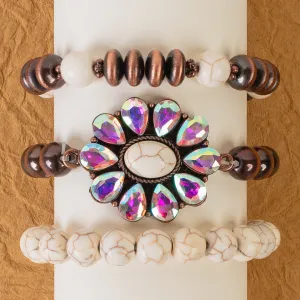 74825 - Squash Blossom Stacked Bracelets - Ivory & Copper