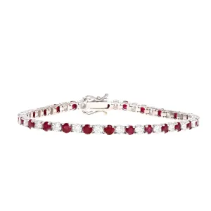 7.55 Carat Total Weight Round Ruby Diamond Tennis Bracelet