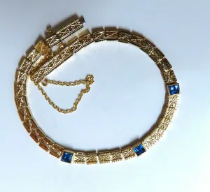 .76 carat natural princess cut sapphires square box length bracelets 14 karat