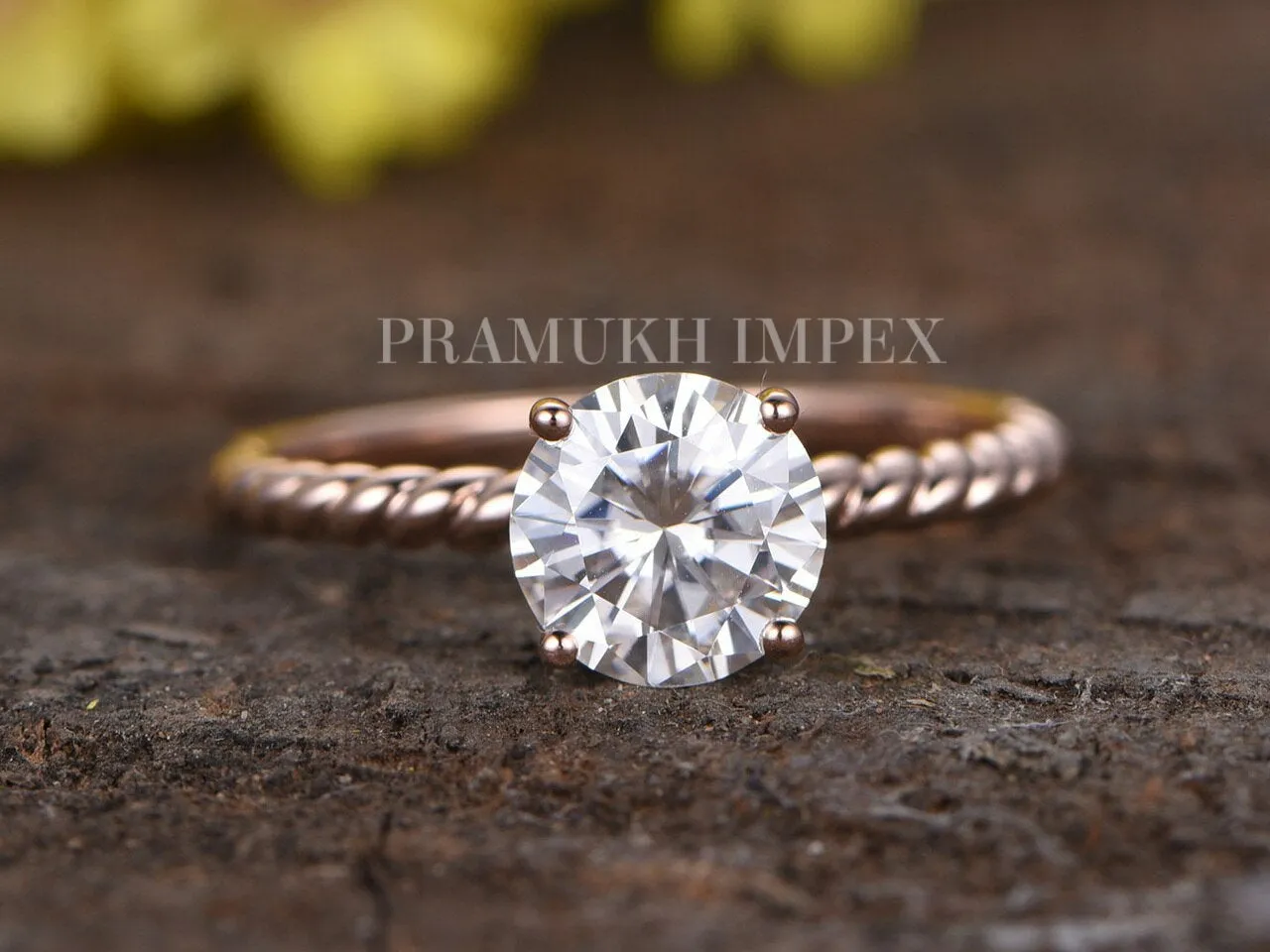 7mm Round Moissanite Engagement Ring Set vintage Unique Cluster Rose Gold Engagement Ring Set for women Diamond wedding Anniversary gift