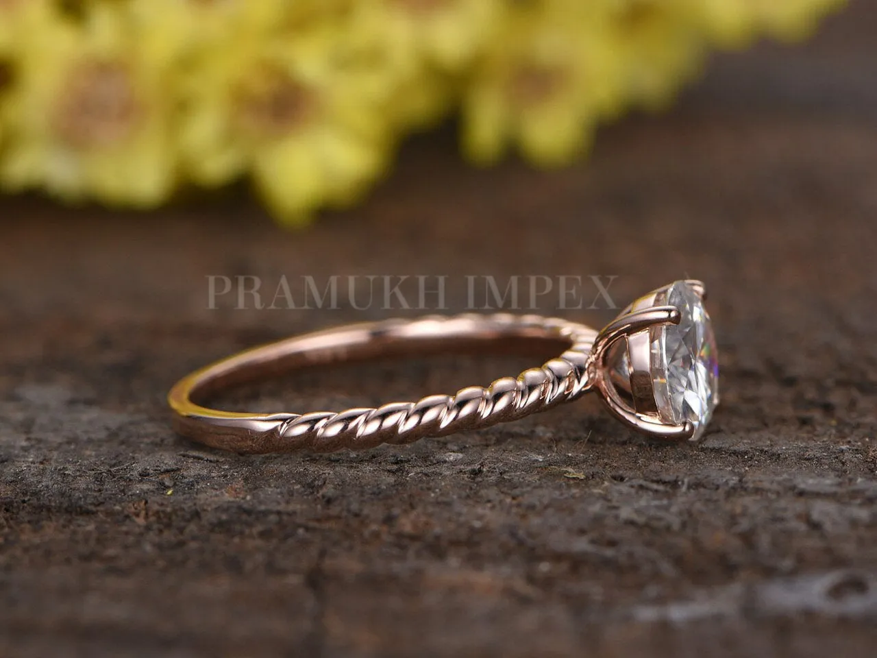 7mm Round Moissanite Engagement Ring Set vintage Unique Cluster Rose Gold Engagement Ring Set for women Diamond wedding Anniversary gift