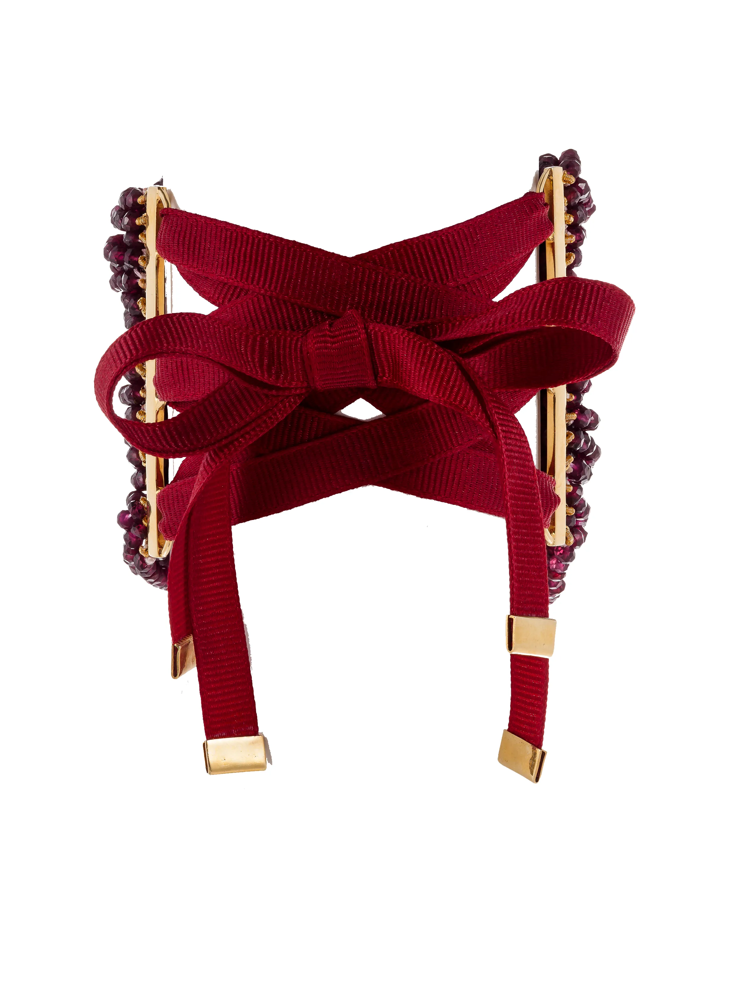 925 Silver Double-Snake Zinta Bracelet with Garnet & Diamond
