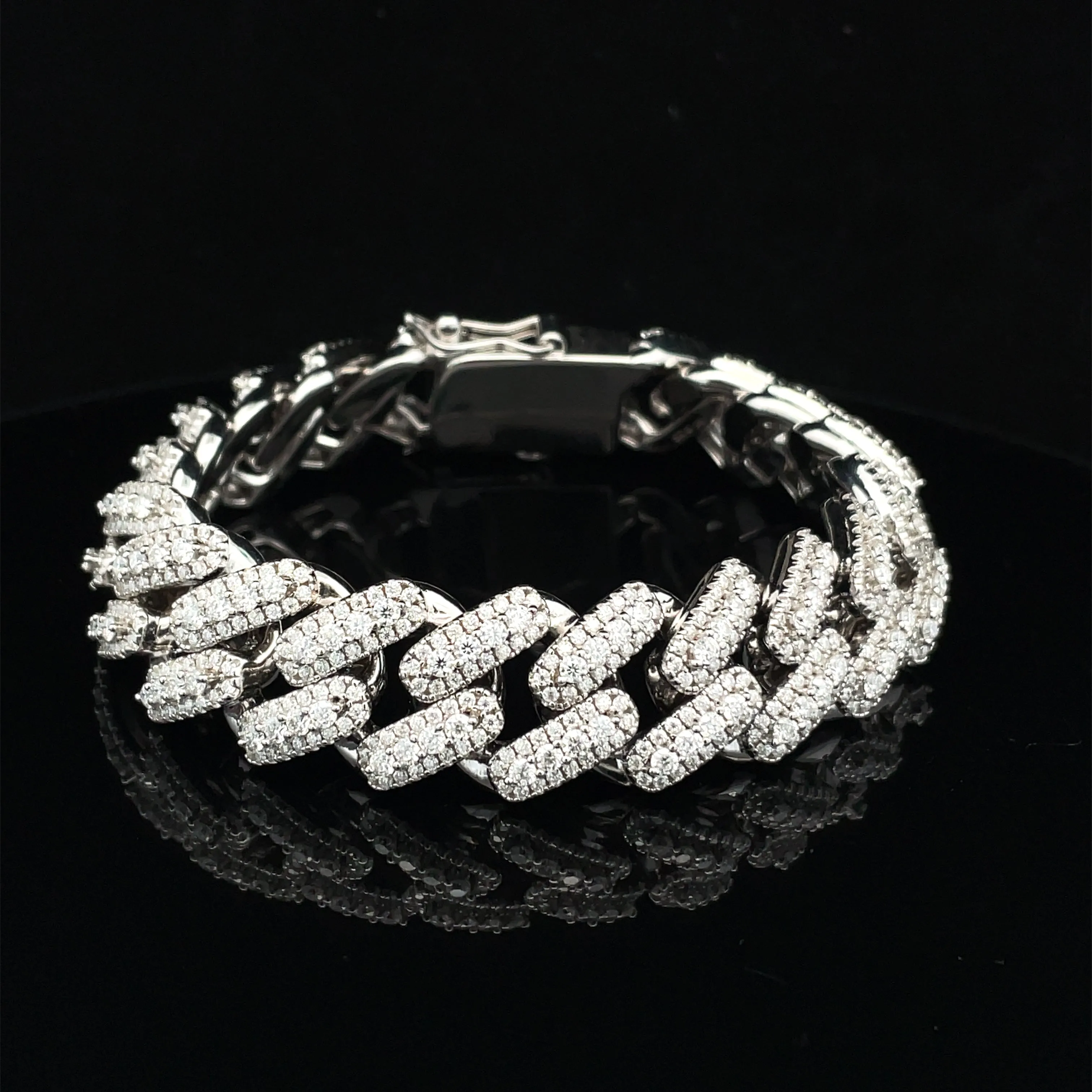 925 SILVER ICED OUT SQUARE CUBAN LINK CHAIN BRACELET- 18MM