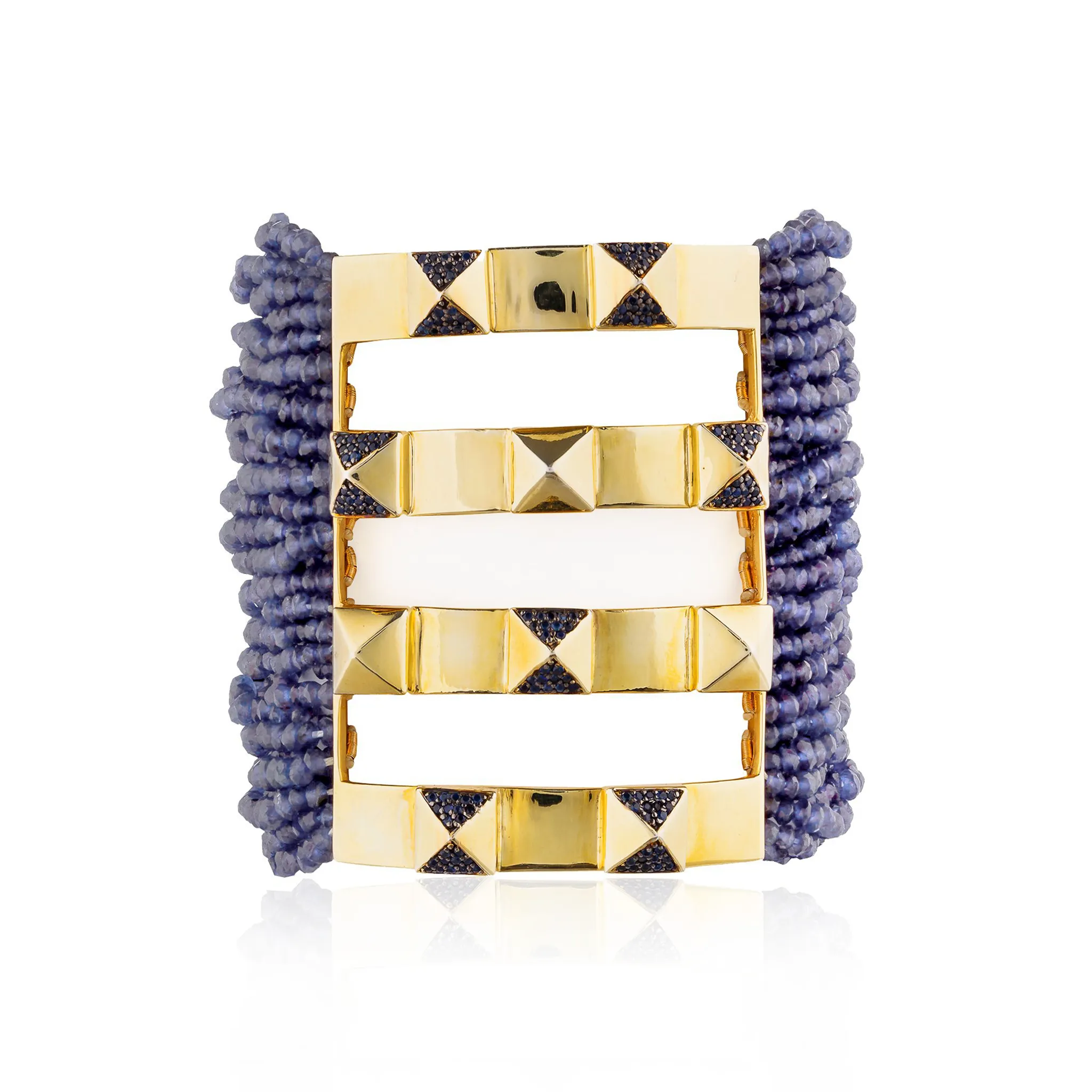 925 Silver Stud Zinta Bracelet with Iolite & Blue Sapphire