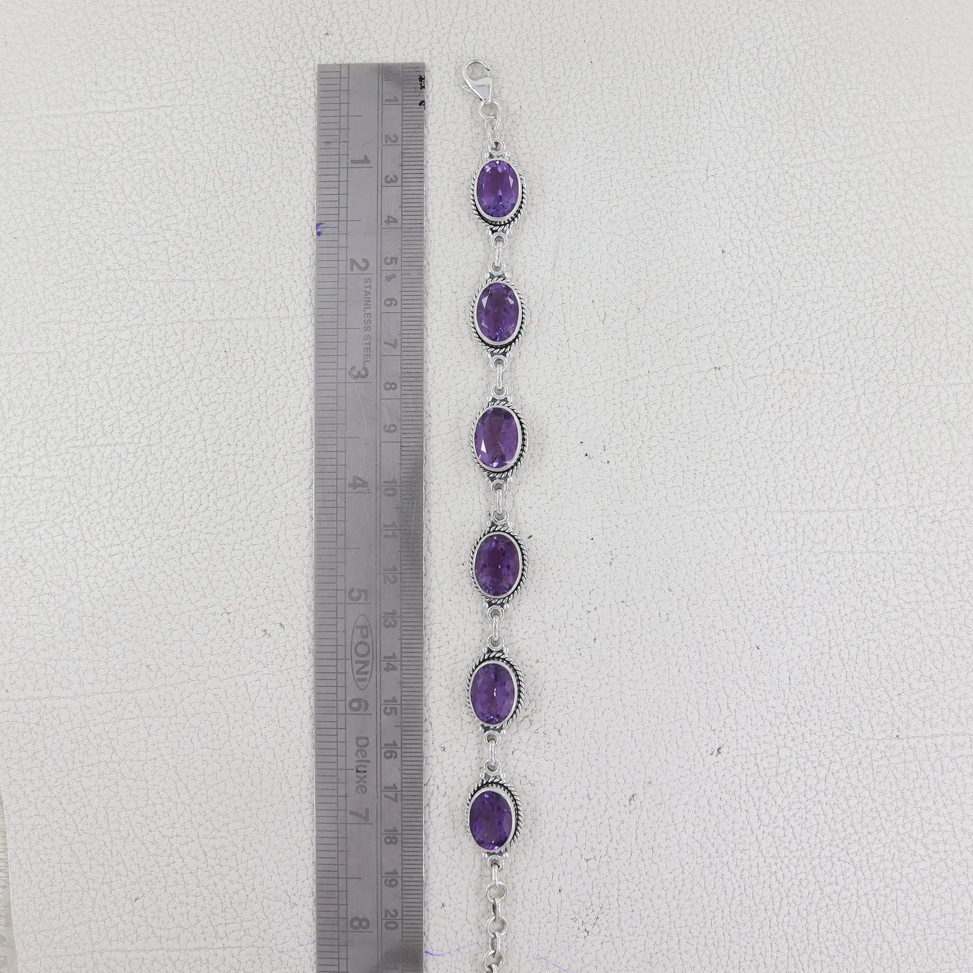 925 Sterling Silver Amethyst Cut Gemstone Bracelets