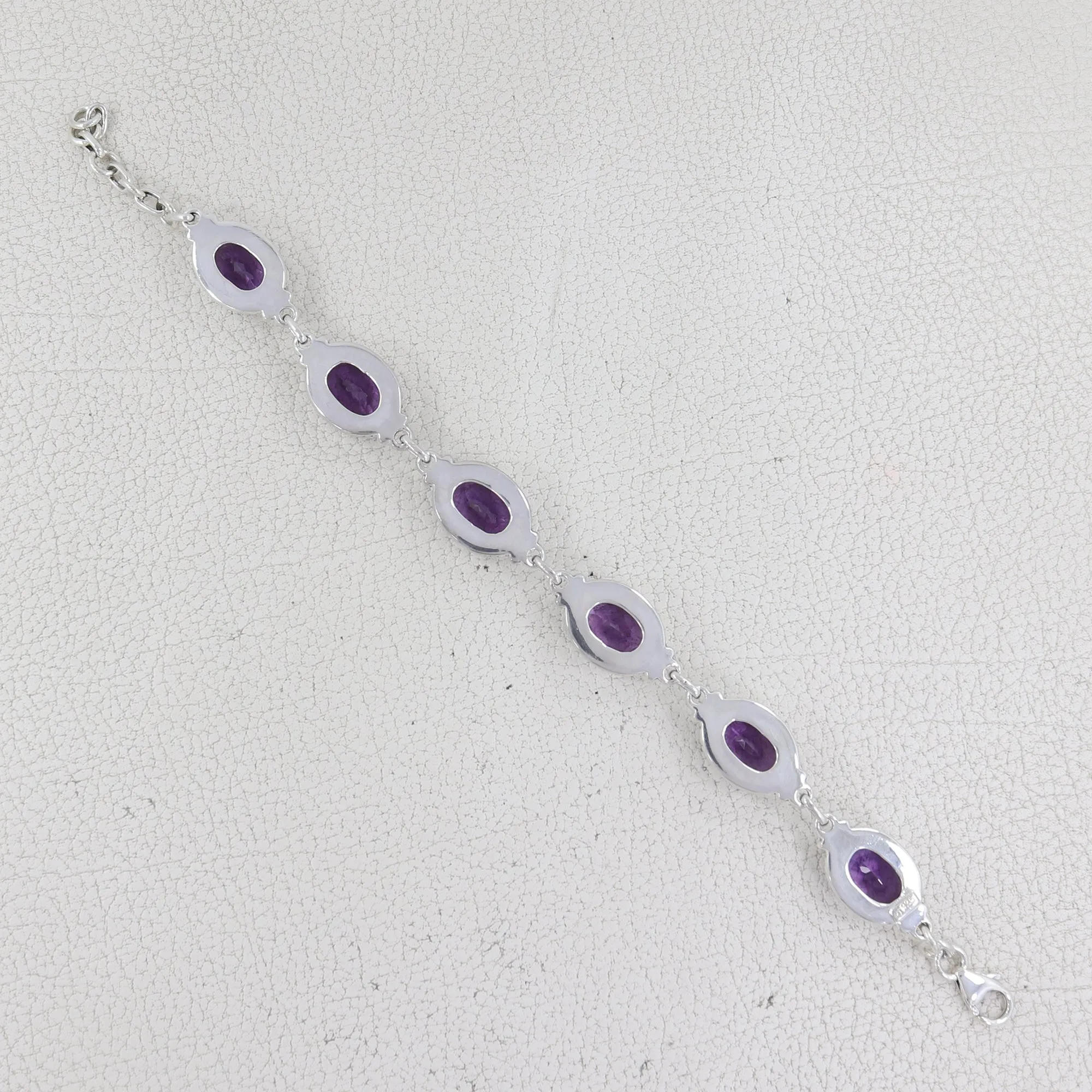 925 Sterling Silver Amethyst Cut Gemstone Bracelets