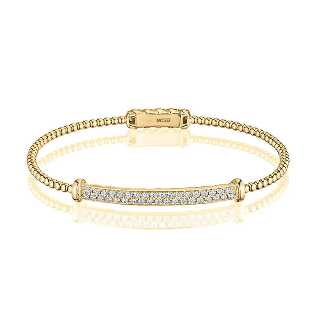 A. Jaffe 14K Yellow Gold 0.65cttw. Diamond Bar Flexible Bracelet w/ Quilted Detail