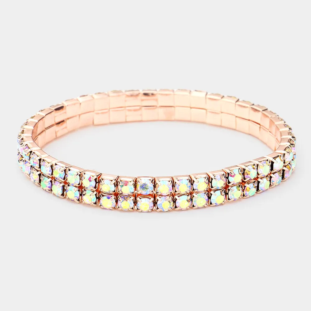 AB Multi Row Bracelet on Rose Gold | 537522
