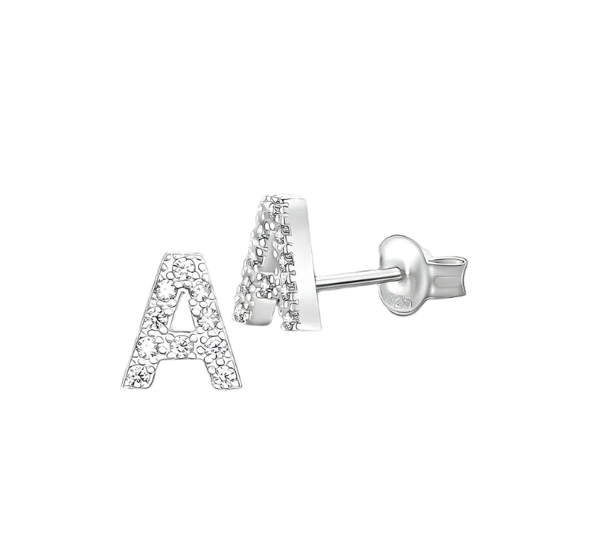 Alphabet Sterling 925 with Cubic Zirconia letter Initial Earrings