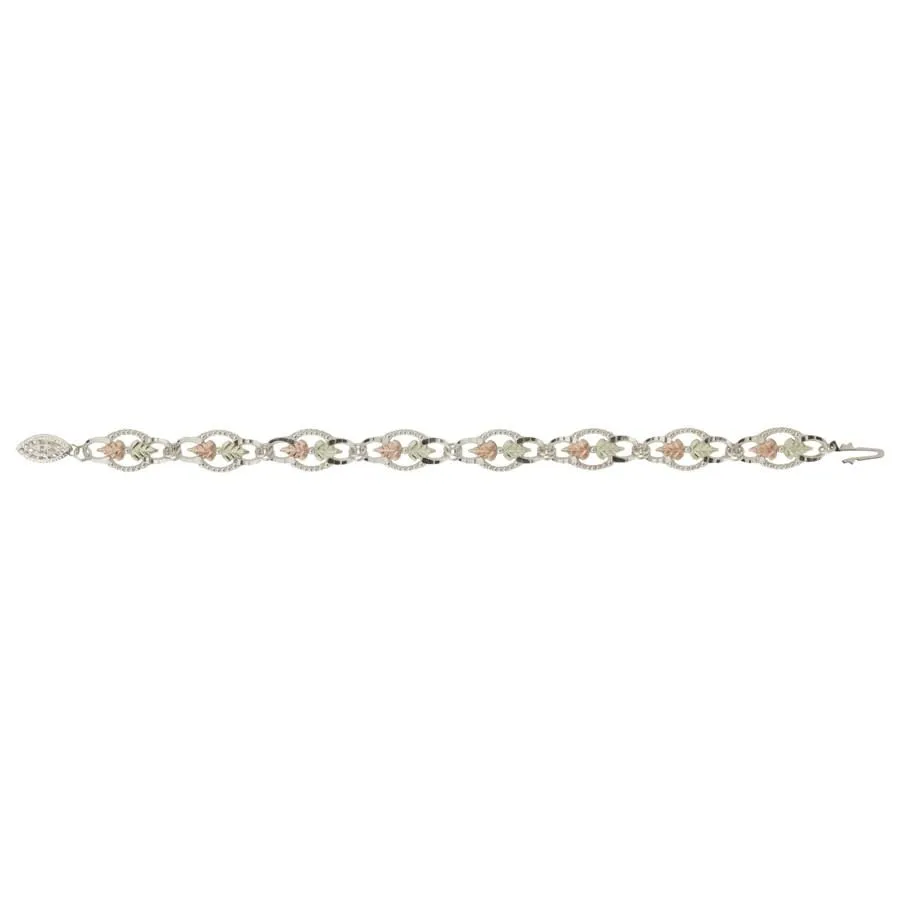 Alternating Foliage - Sterling Silver Black Hills Gold Bracelet