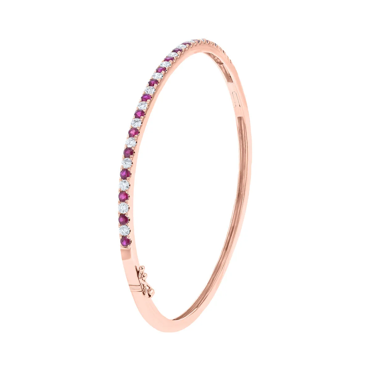 Alternating Ruby And Diamond Bangle