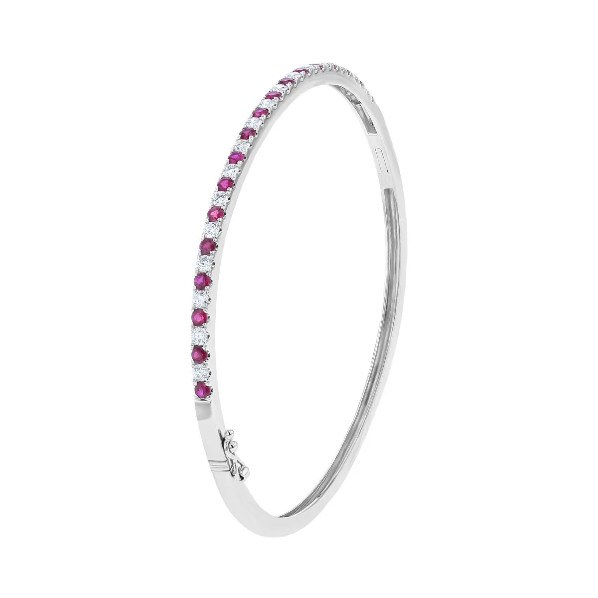 Alternating Ruby And Diamond Bangle