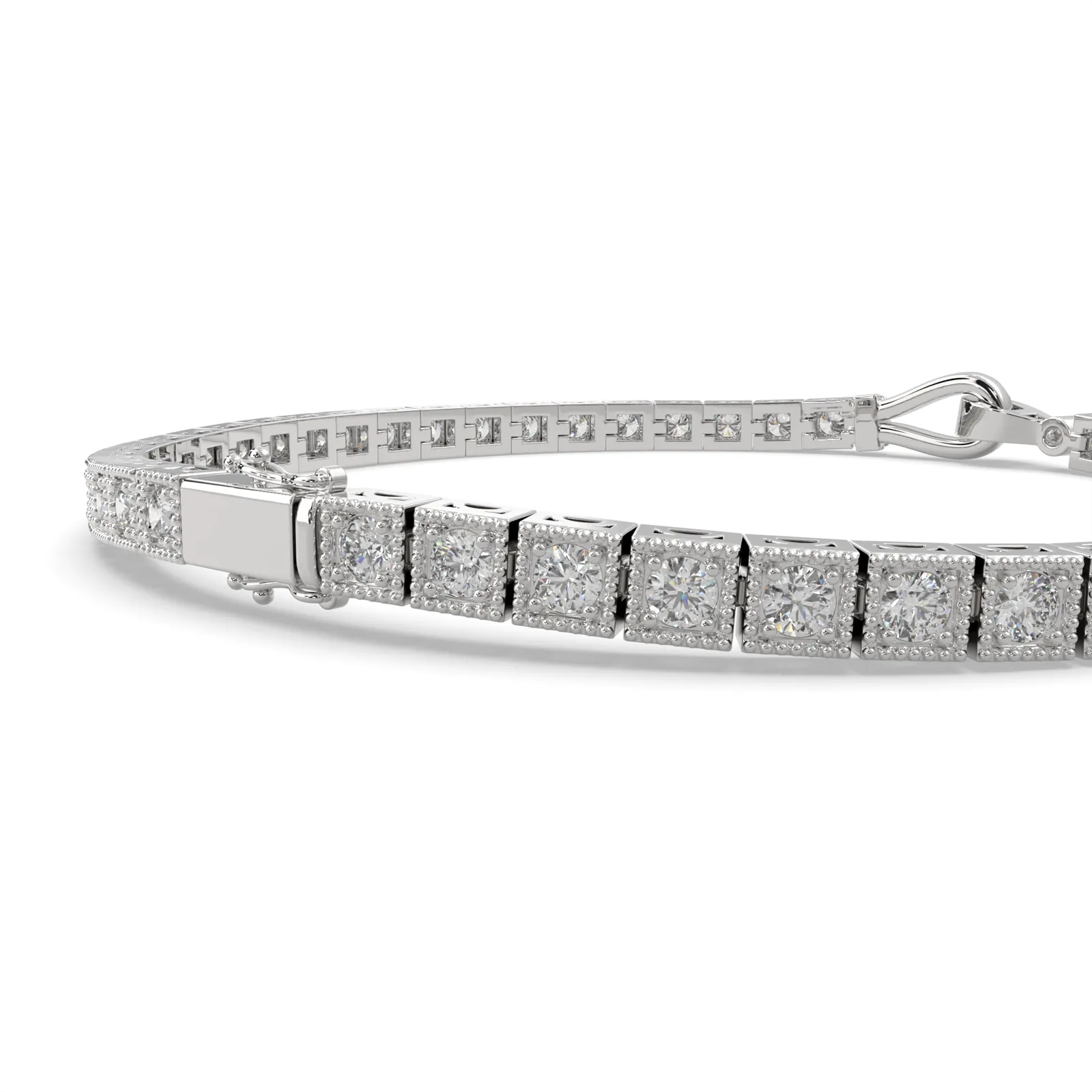 Amaryllis Round Cut Diamond Tennis Bracelet Buckle Clasp (2 ctw)