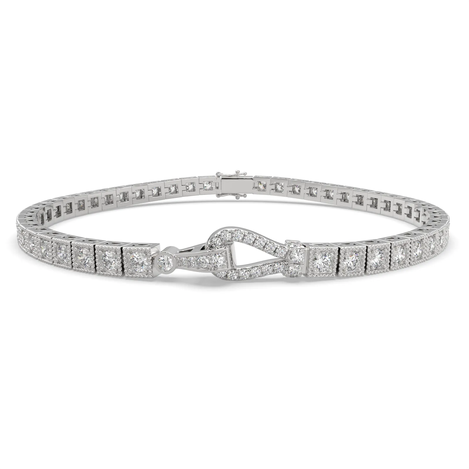 Amaryllis Round Cut Diamond Tennis Bracelet Buckle Clasp (2 ctw)