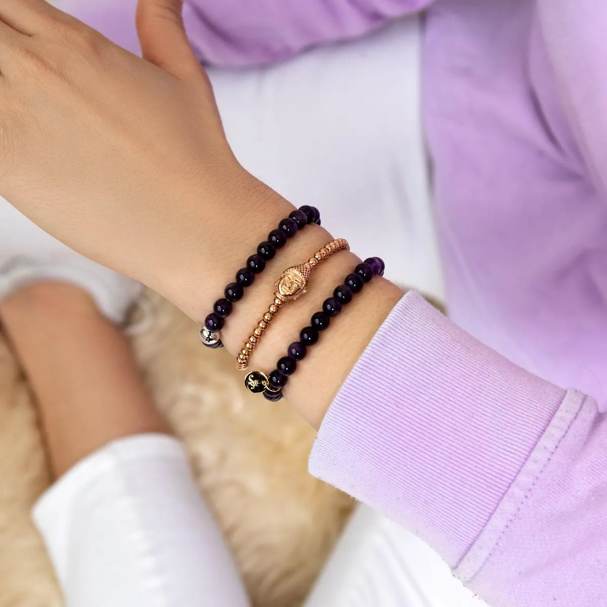 Amethyst | .925 Sterling Silver | Healing Gemstone Bead Bracelet