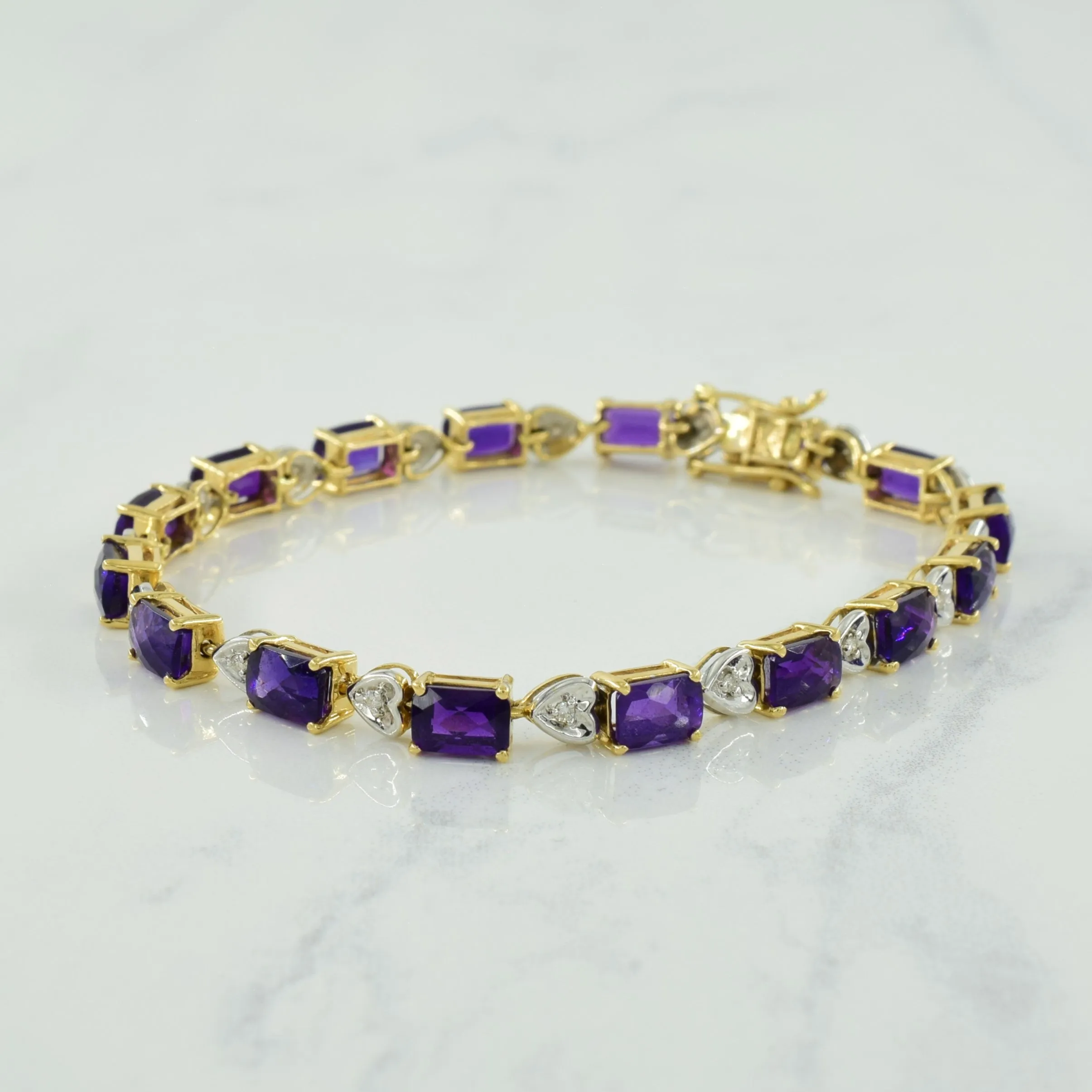 Amethyst & Diamond Bracelet | 8.00ctw, 0.08ctw | 7" |