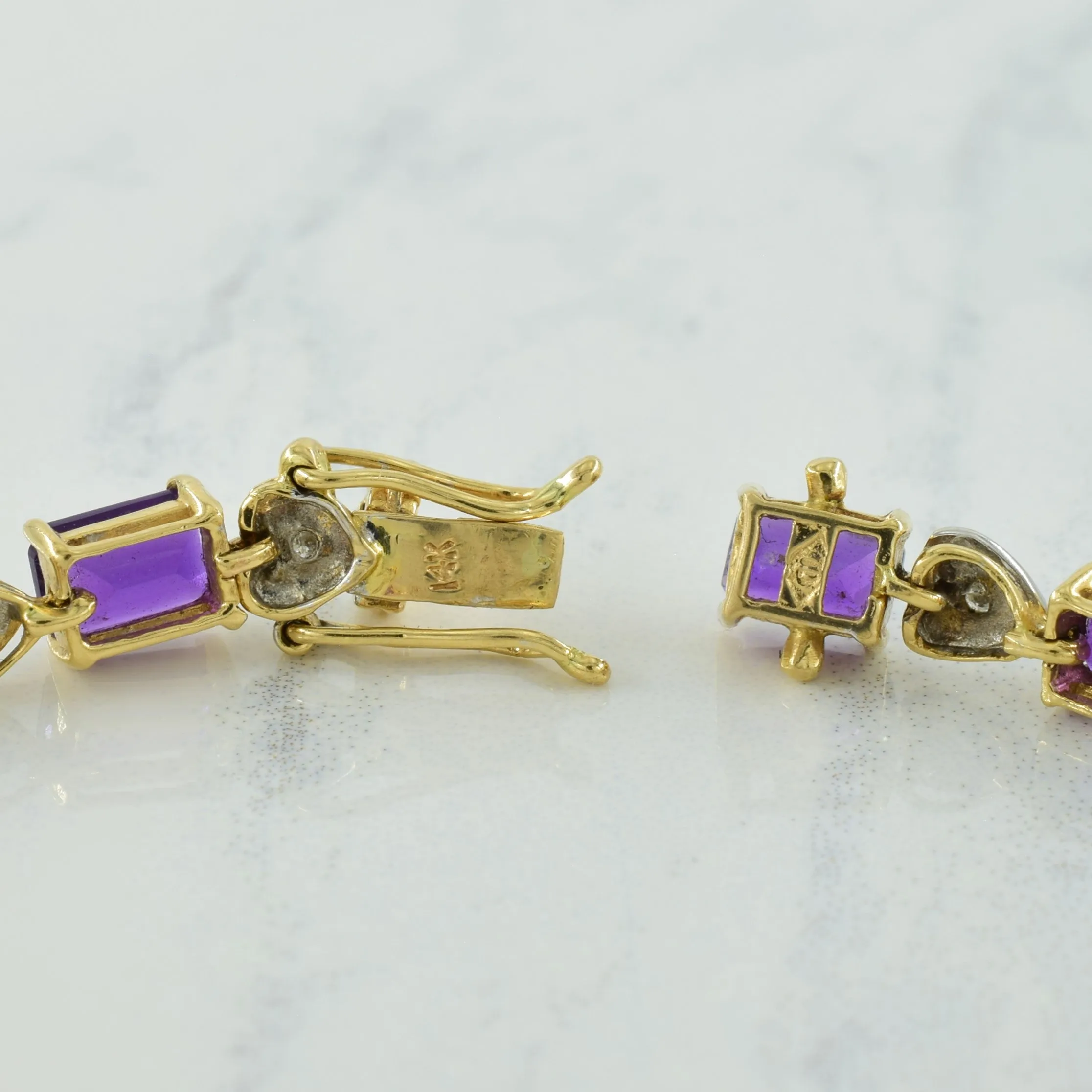 Amethyst & Diamond Bracelet | 8.00ctw, 0.08ctw | 7" |