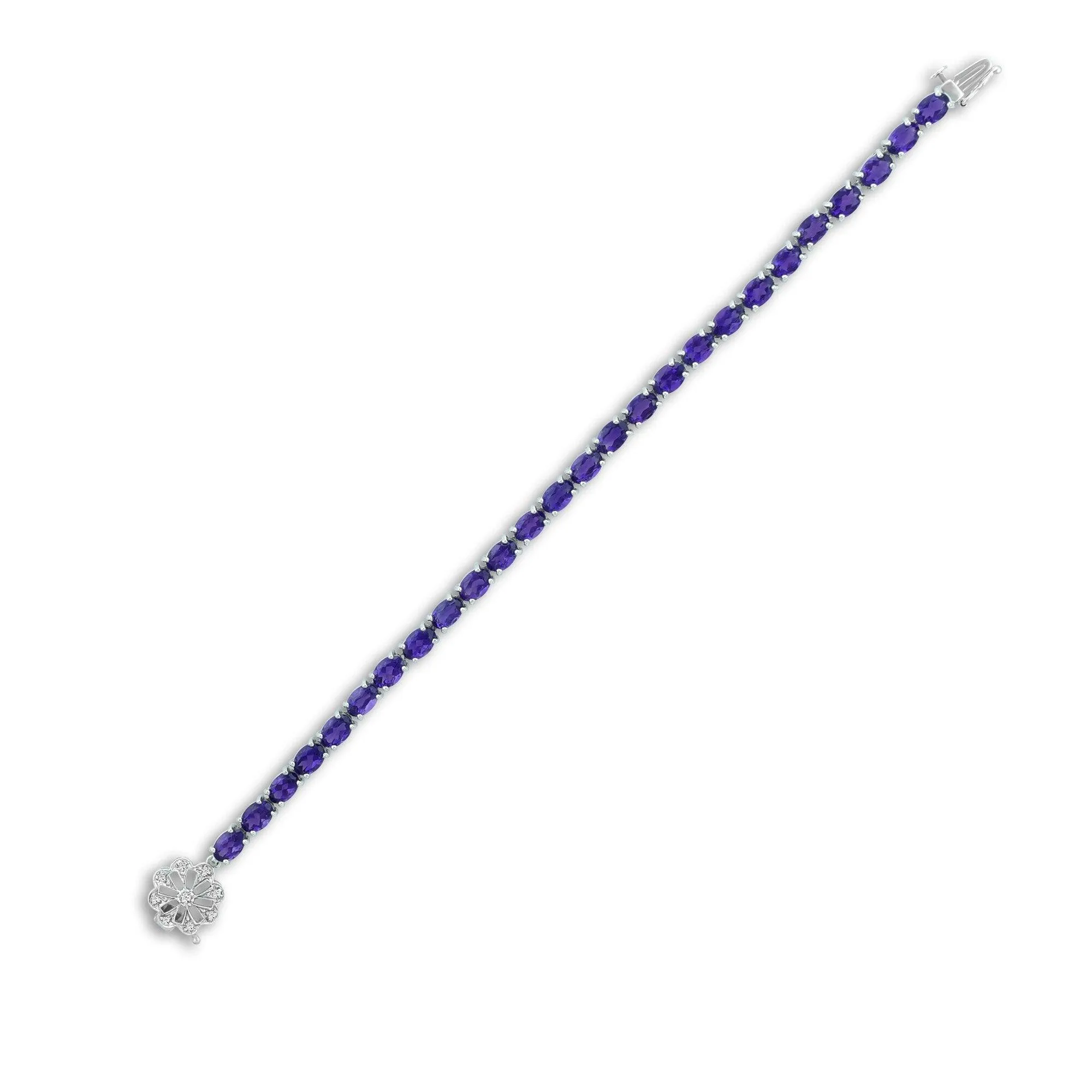 Amethyst and Diamond Bracelet with Flower Lock