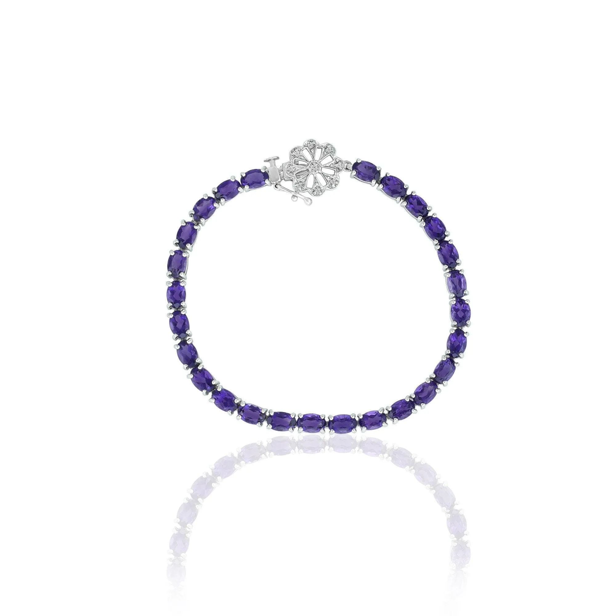 Amethyst and Diamond Bracelet with Flower Lock