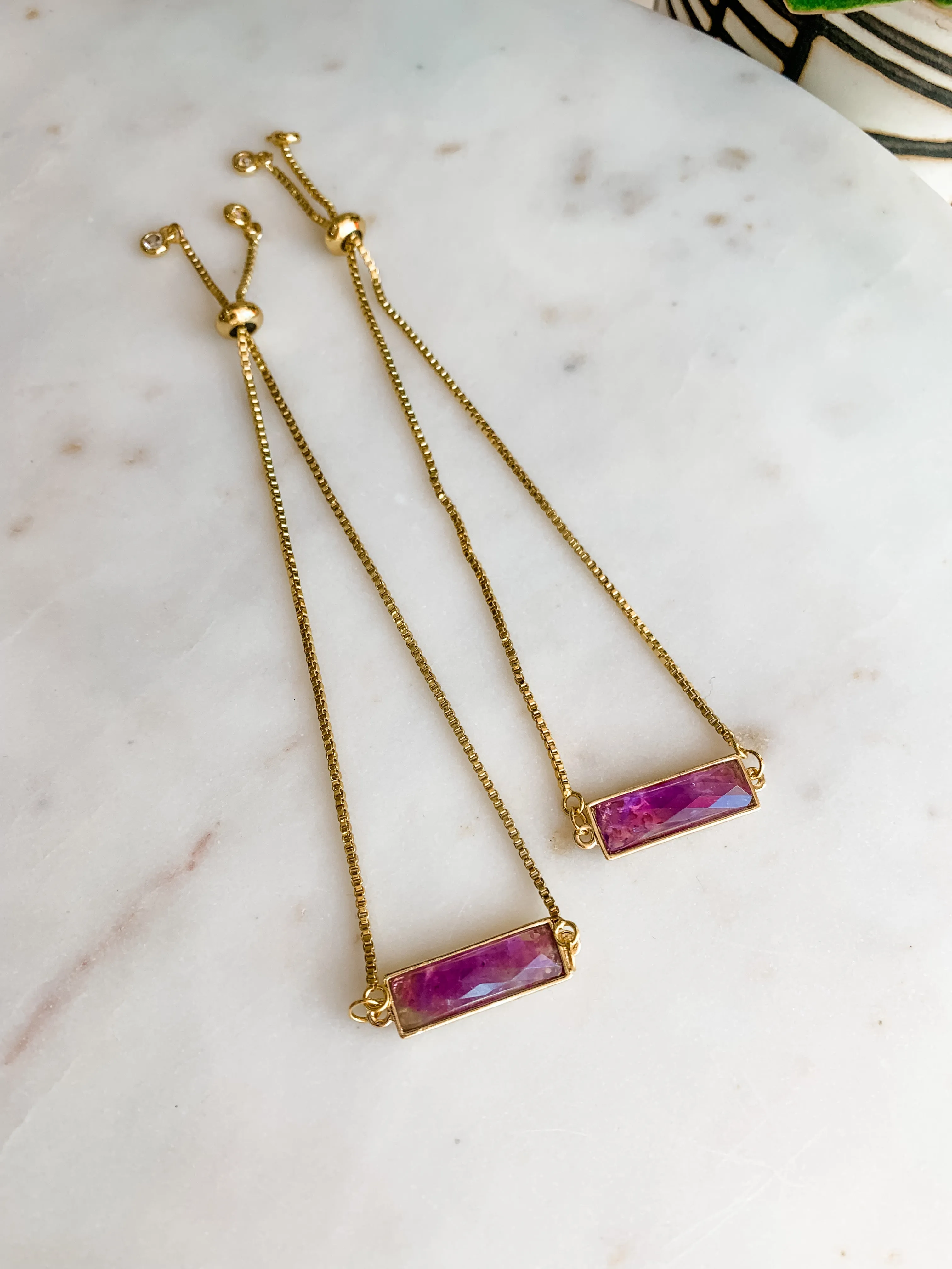 Amethyst Bar Bolo Bracelet