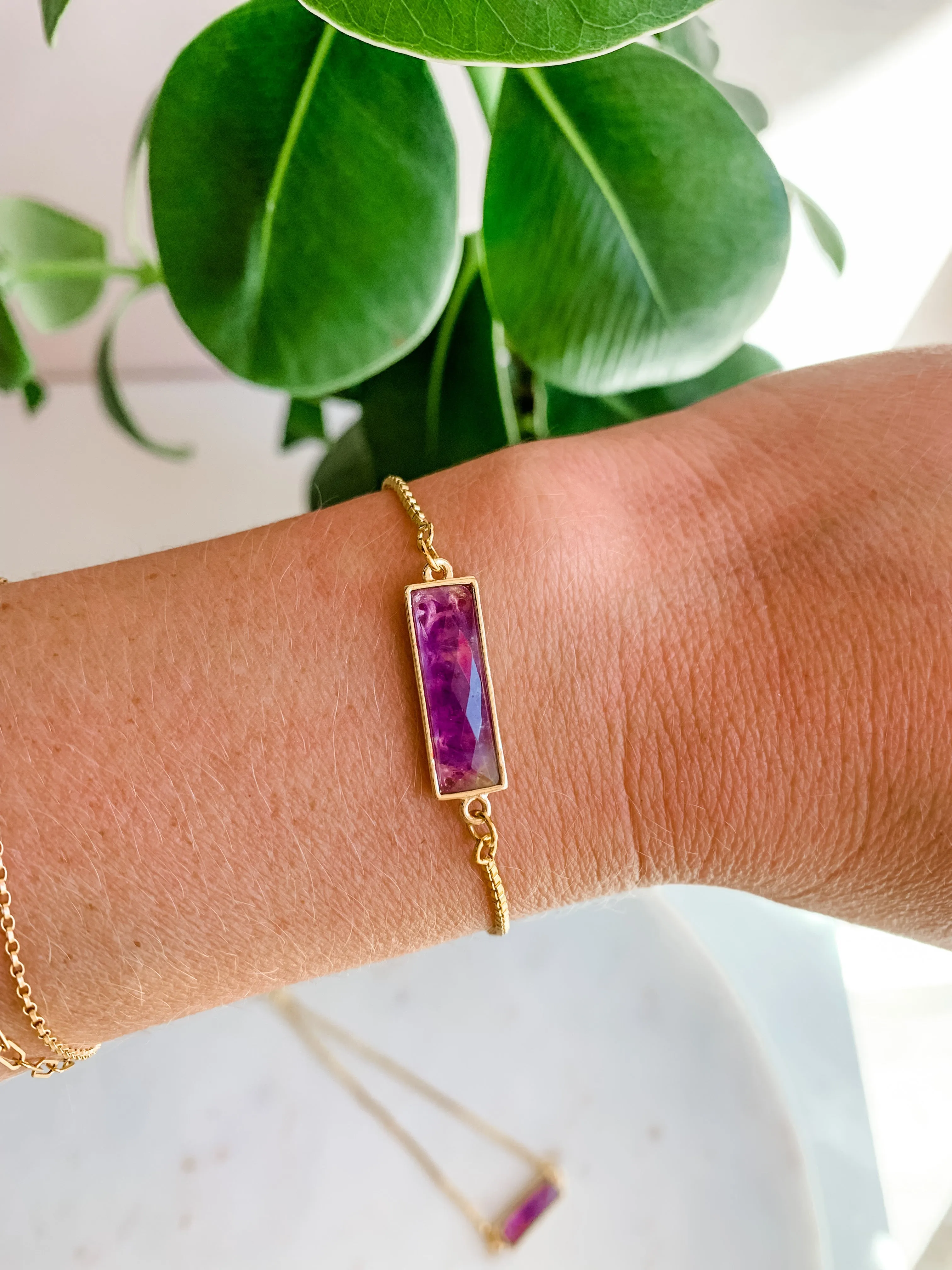 Amethyst Bar Bolo Bracelet